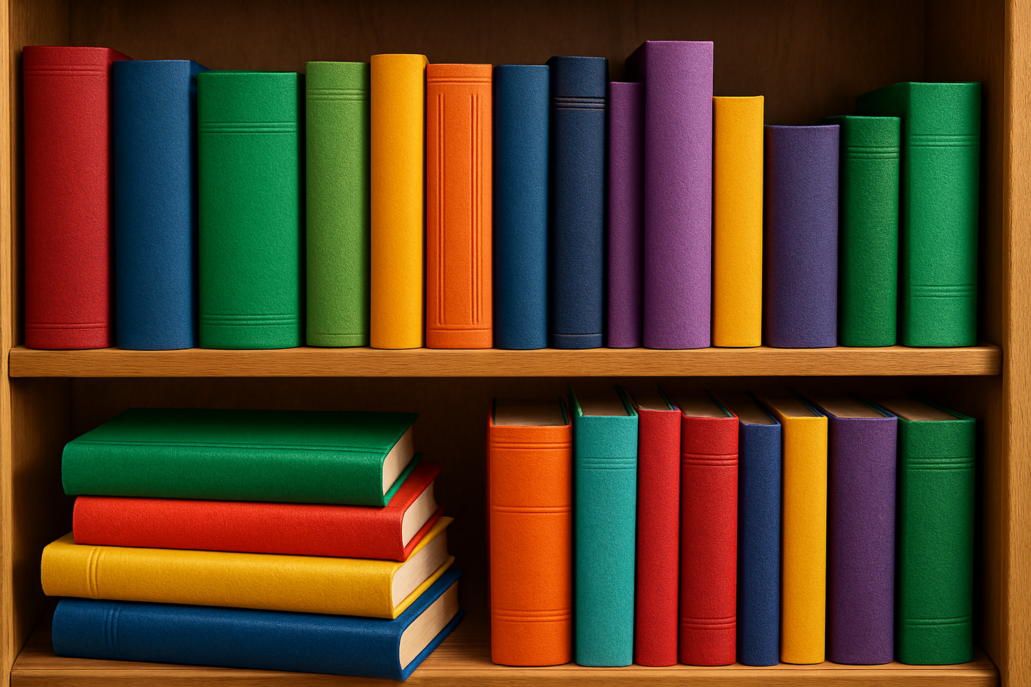 wygeneruj mi obraz kolorowych książek